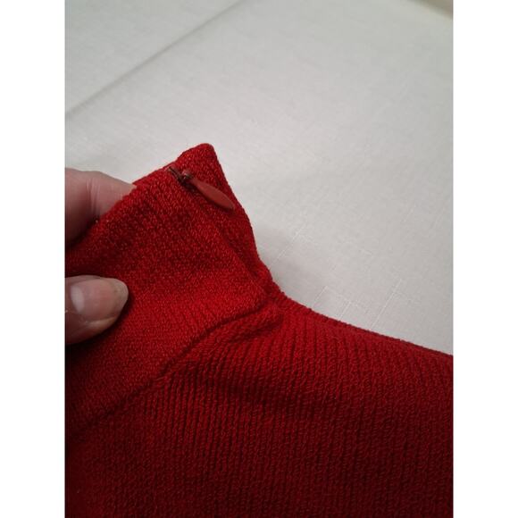 St. John Collection by Marie Gray Red Catalina Knit Sweater Black Beading Small - Picture 5 of 14